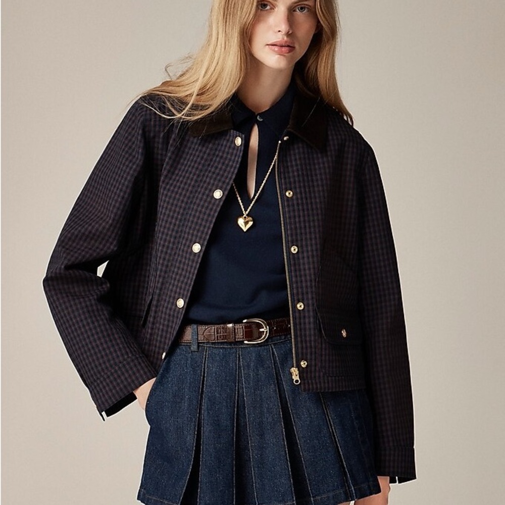NWT J. Crew Collared Short Barn Jacket™ in Plaid